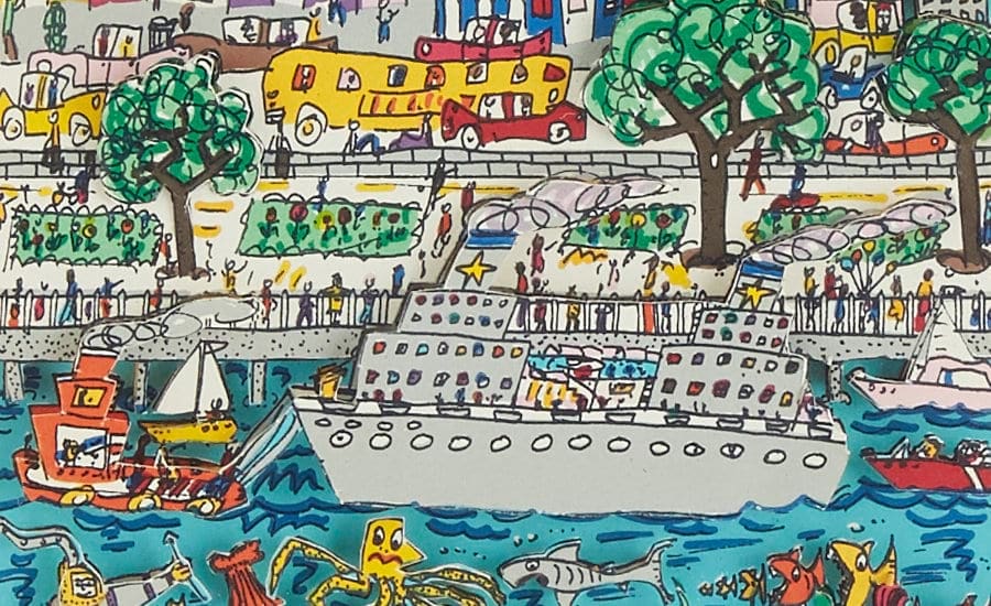 James Rizzi「OUTDOOR LUNCHEON」 Lot - JAMES RIZZI FOUR 3-D PRINTS ON PAPER